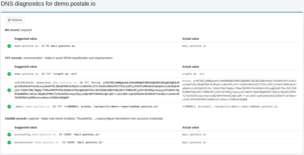 www.postale.io's DNS diagnostic tool